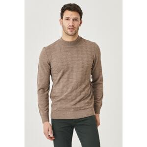 ALTINYILDIZ CLASSICS Men's Mink Standard Fit Normal Cut Half Turtleneck Knitwear Sweater.