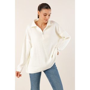 Bigdart 4512 Striped Oversize Sweater - White