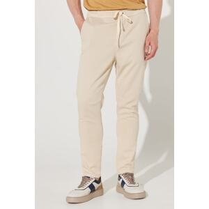 ALTINYILDIZ CLASSICS Men's Beige Slim Fit Slim Fit Cotton Trousers with Side Pockets.