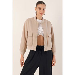 Bigdart 0688 Double Pocket Crop Jacket - Beige