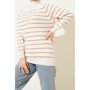 Bigdart 15808 Buttoned Sweater - Biscuit