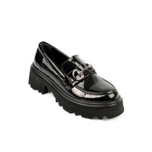 Capone Outfitters Round Toe Buckle Patent Leather Women's Loafer