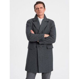 Ombre Men's double-breasted lined coat - graphite