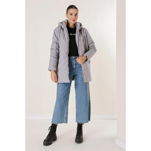 By Saygı Inner Lined Hooded Oversize Puffer Coat with Side Pockets