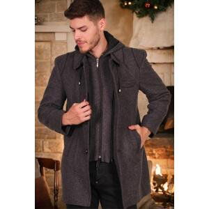 PLT8335 DEWBERRY MEN'S COAT-DIAGONAL ANTHRACITE-BLACK