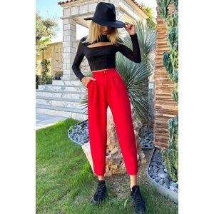 Trend Alaçatı Stili Women's Red High Waist Carrot Pants