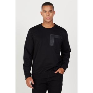 ALTINYILDIZ CLASSICS Men's Black Standard Fit Regular Cut Crew Neck Cotton Sweatshirt