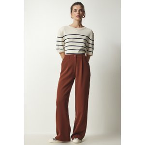 Happiness İstanbul Women's Tile Pleated Woven Trousers
