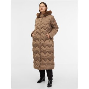 Hnědý dámský péřový zimní prošívaný kabát Geox Chloo - Dámské