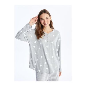 LC Waikiki Crew Neck Patterned Long Sleeve Women's Pajama Top