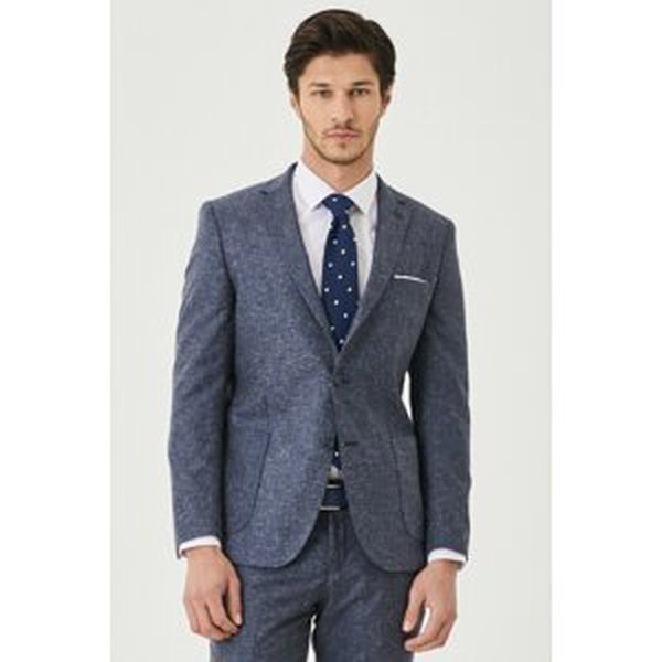 ALTINYILDIZ CLASSICS Men's Blue Slim Fit Slim Fit Patterned Suit