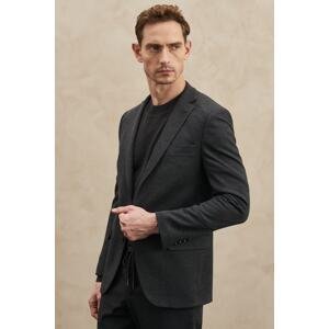 ALTINYILDIZ CLASSICS Men's Anthracite Slim Fit Slim Fit Monocollar Diagonal Patterned Suit.
