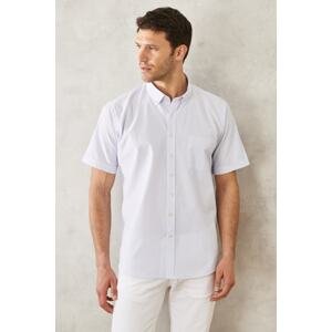 ALTINYILDIZ CLASSICS Men's White-blue Comfort Fit Relaxed Cut Buttoned Collar Plaid Casual Shirt