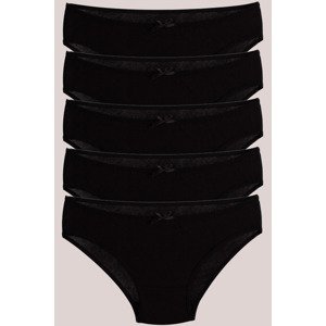 armonika Women's Black Cotton Lycra Bikini Panties 5 Pack