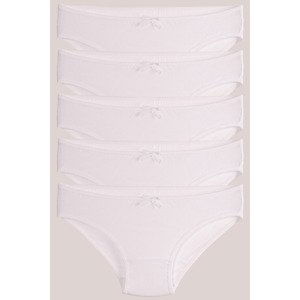 armonika Women's White Cotton Lycra Bikini Panties 5 Pack