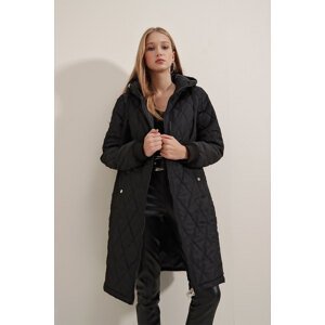 Bigdart 5138 Prošívaný dlouhý péřový kabát - černý