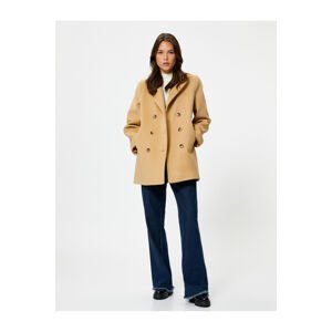 Koton Stash Coat Double Breasted Buttoned Pocket Detailed