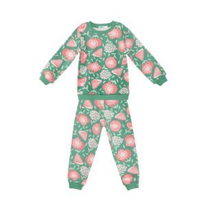 Denokids Pink Floral Baby Girl Green Tracksuit Set
