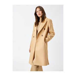 Koton Long Cuff Coat Buttoned Double Breasted Slit Belted