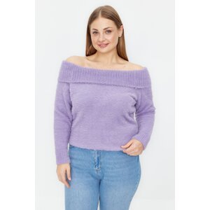 Trendyol Curve Lilac Carmen Collar Knitwear Sweater
