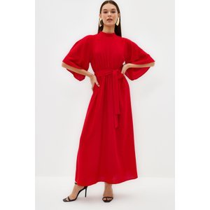 Trendyol Red Belted Half Sleeve Woven Dress
