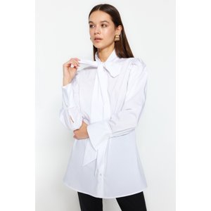 Trendyol White Collar Woven Shirt with Tie Detail