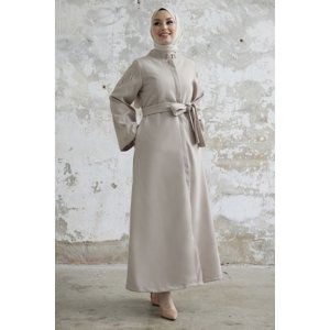 InStyle Nomira Stone Detailed Belted Stash Abaya - Cream