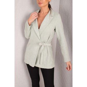 armonika Women's Mint Side Tie Herringbone Patterned Cachet Jacket