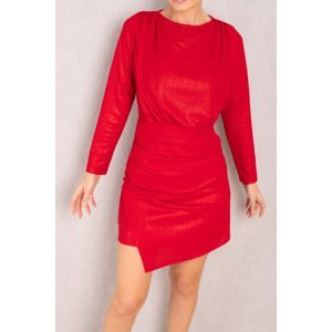 armonika Women's Red Drape Detailed Silvery Mini Dress
