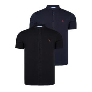 DOUBLE SET T8597 DEWBERRY MEN'S SHIRT-BLACK-NAVY BLUE