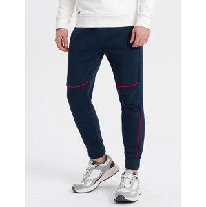 Ombre Men's sweatpants with contrast stitching - navy blue