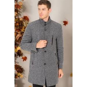 PLT8386 DEWBERRY MEN'S COAT-DIAGONAL LIGHT BLACK-GREY