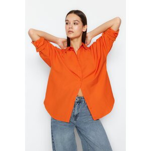 Trendyol Orange Oversize/Wide Fit Woven Shirt
