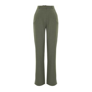 Trendyol Limited Edition Mint Straight/Straight Cut Pleated Woven Trousers