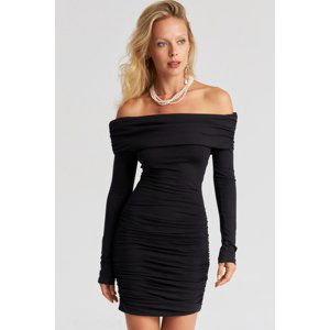 Cool & Sexy Women's New Year Black Draped Madonna Mini Dress B229