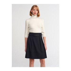 Dilvin 10306 Turtleneck Short Sleeve Crop Sweater-Ecru