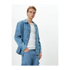 Koton Denim Shirt Jacket Pocket Detailed Buttoned Classic Collar