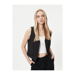 Koton V-Neck Vest with Clasps and Flap Pockets