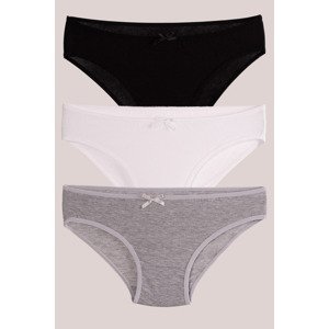armonika Women's White-Grey-Black Cotton Lycra Bikini Panties 3-Pack