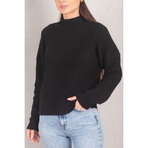 armonika Women's Black High Collar Knitted Sweater