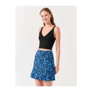 Jimmy Key Navy Blue Normal Waist Patterned Mini Skirt