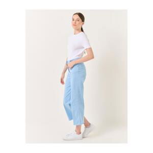 Jimmy Key Sky Blue Loose Fit High Waist Wide Leg Gabardine Trousers.