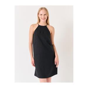 Jimmy Key Black Sleeveless Halter Neck Linen Dress