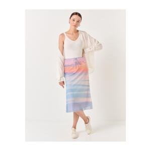 Jimmy Key Blue Sunset Patterned Mesh Midi Skirt