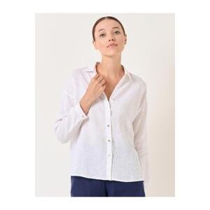 Jimmy Key White Long Sleeve Woven Linen Shirt