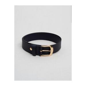 Jimmy Key Navy Blue Shiny Buckle Classic Leather Belt