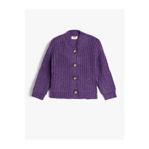 Koton Knitted Cardigan Button Closure Long Sleeve Round Stand Collar