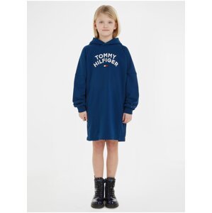 Modré holčičí mikinové šaty s kapucí Tommy Hilfiger - Holky