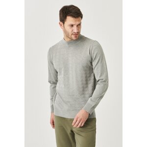 ALTINYILDIZ CLASSICS Men's Gray Melange Standard Fit Normal Cut Half Turtleneck Knitwear Sweater.