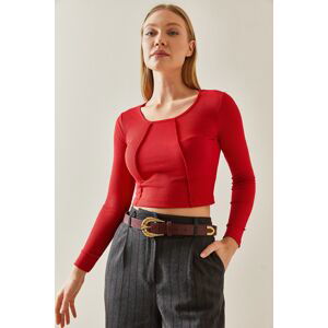 XHAN Red Round Neck Camisole Crop Basic Blouse